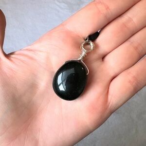 Green Goldstone Pendant Necklace